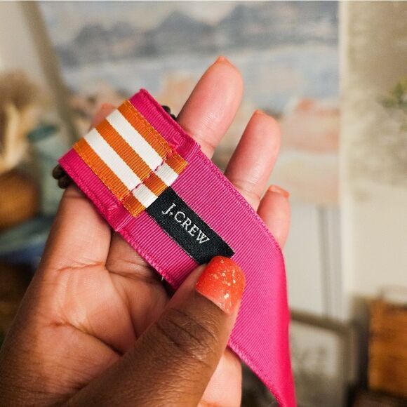 J. Crew Preppy Grosgrain Ribbon Silver D. Ring Belt. - Picture 9 of 15